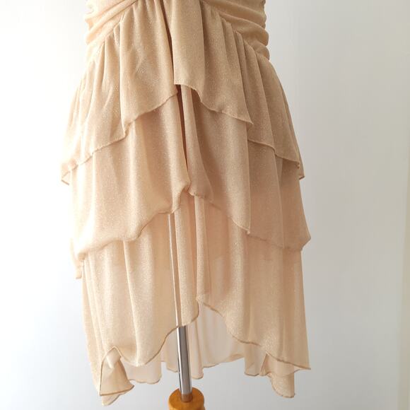 Majorelle Strapless Mini Dress Gold Sparkly Ruffle Tube Top Women XXS - Picture 5 of 12